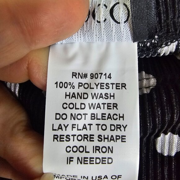 Coco Bianco Tiny Pleats Polka Dot Wide Leg Pants XL Pull On Stretch Raw Hem USA - Picture 5 of 10